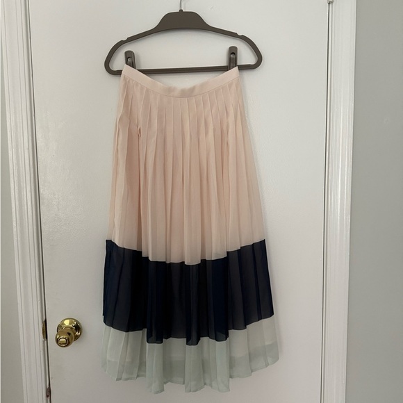 Club Monaco Cream and Blue Pleated Midi Skirt - Picture 4 of 7
